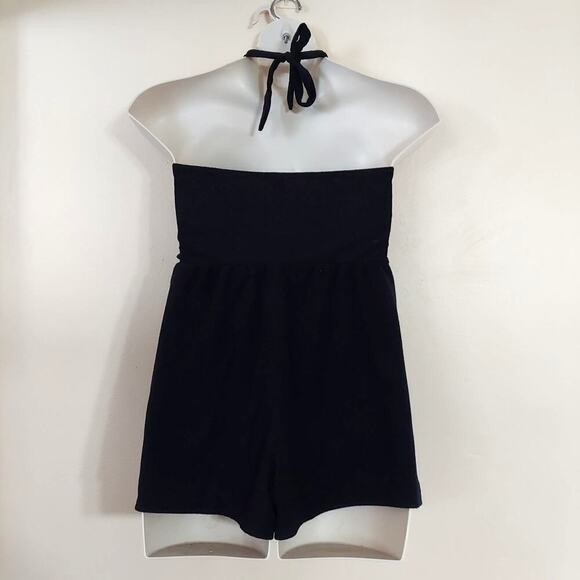 Wild Fable Women's Terry Towel Halter Style Romper - Black - Picture 3 of 6